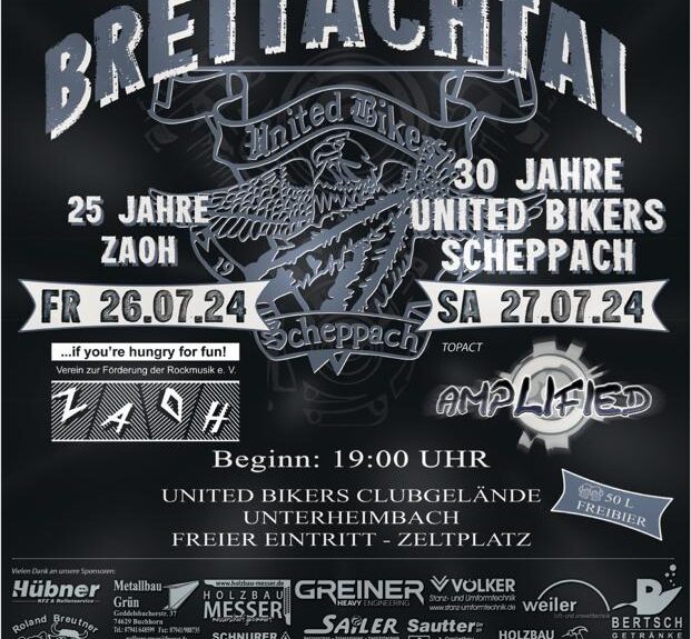 30 Jahre United Bikers Scheppach – ROCK IM BRETTACHTAL – 25 Jahre Zaoh e.V